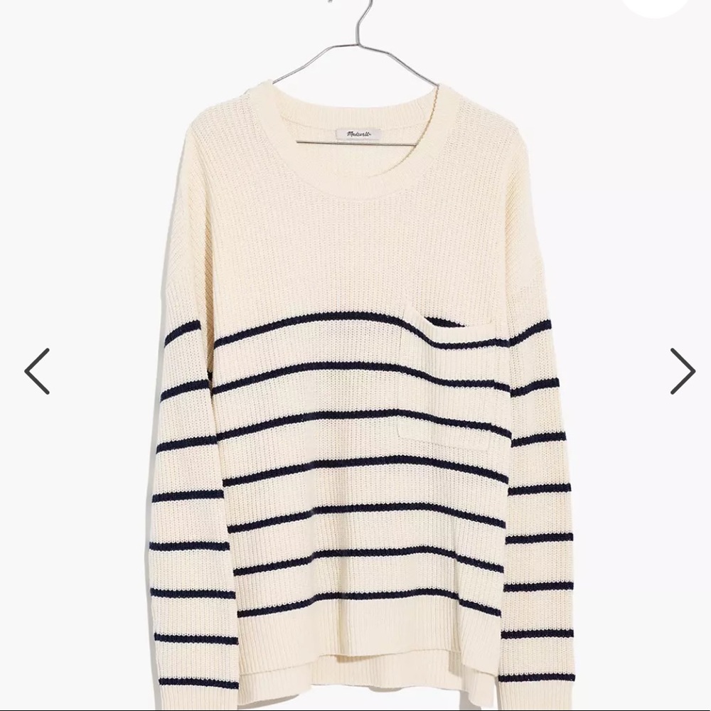Madewell Thompson Pocket Pullover Sweater in Nautical Stripe L